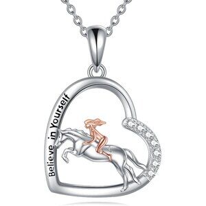 925 Sterling Silver Horse Necklace for Women, Adjustable, Gift Box